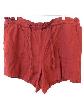 Torrid Shorts Sz 0 12 Rust Linen Blend Drawstring Casual Summer Coastal Boho